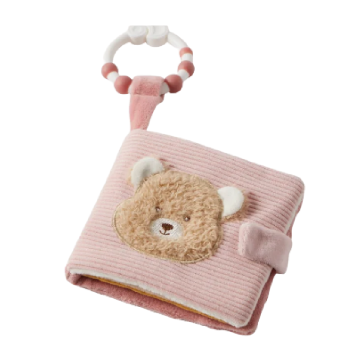 Baby Activity Fabric Book — Teddy Bear, Pink