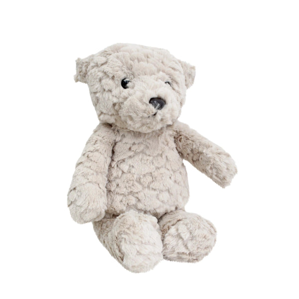 Edmond plush bear in coffee brown with a soft knitted texture