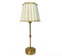 Thumbnail for Table Lamp USB - Beige Stripe Scallop Shade & Gold Base | House of Dudley