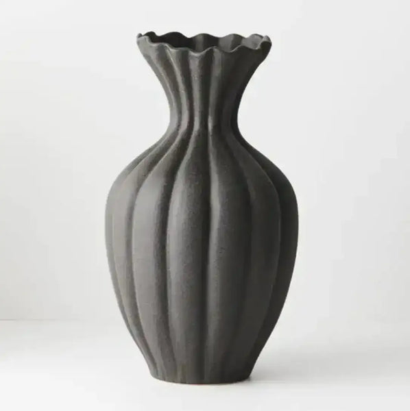 Basma vase in black, 40cm