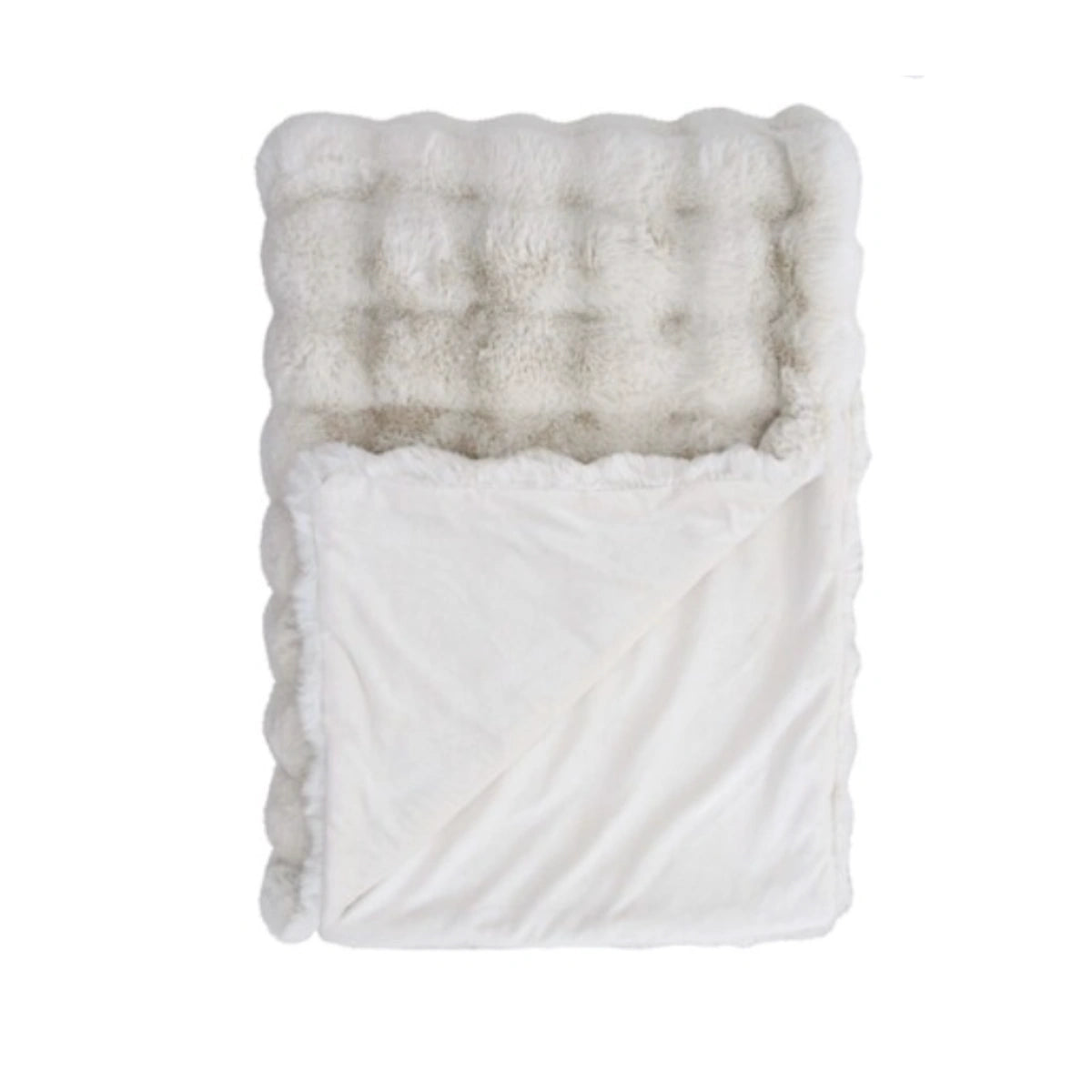 Hamptons cream lux faux fur blanket, alternate view