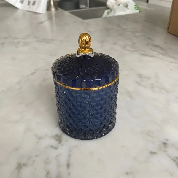 Navy Gold Trinket Jar - Medium