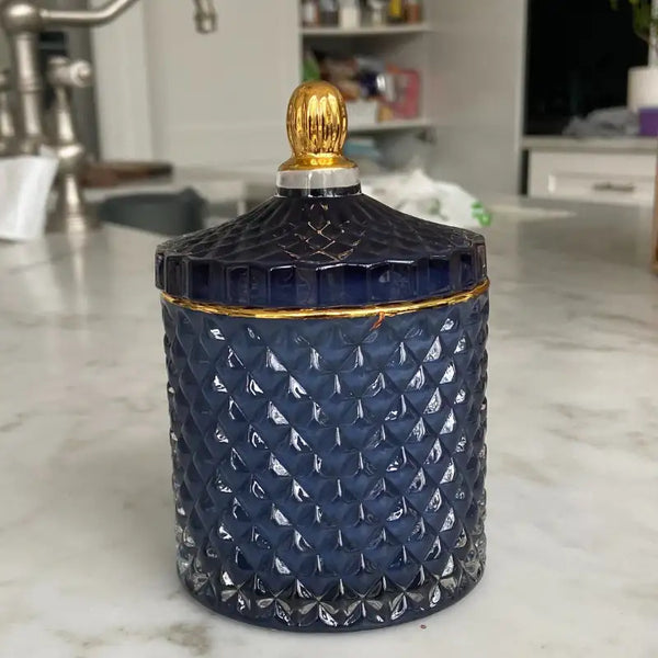 Navy Gold Trinket Jar - Medium