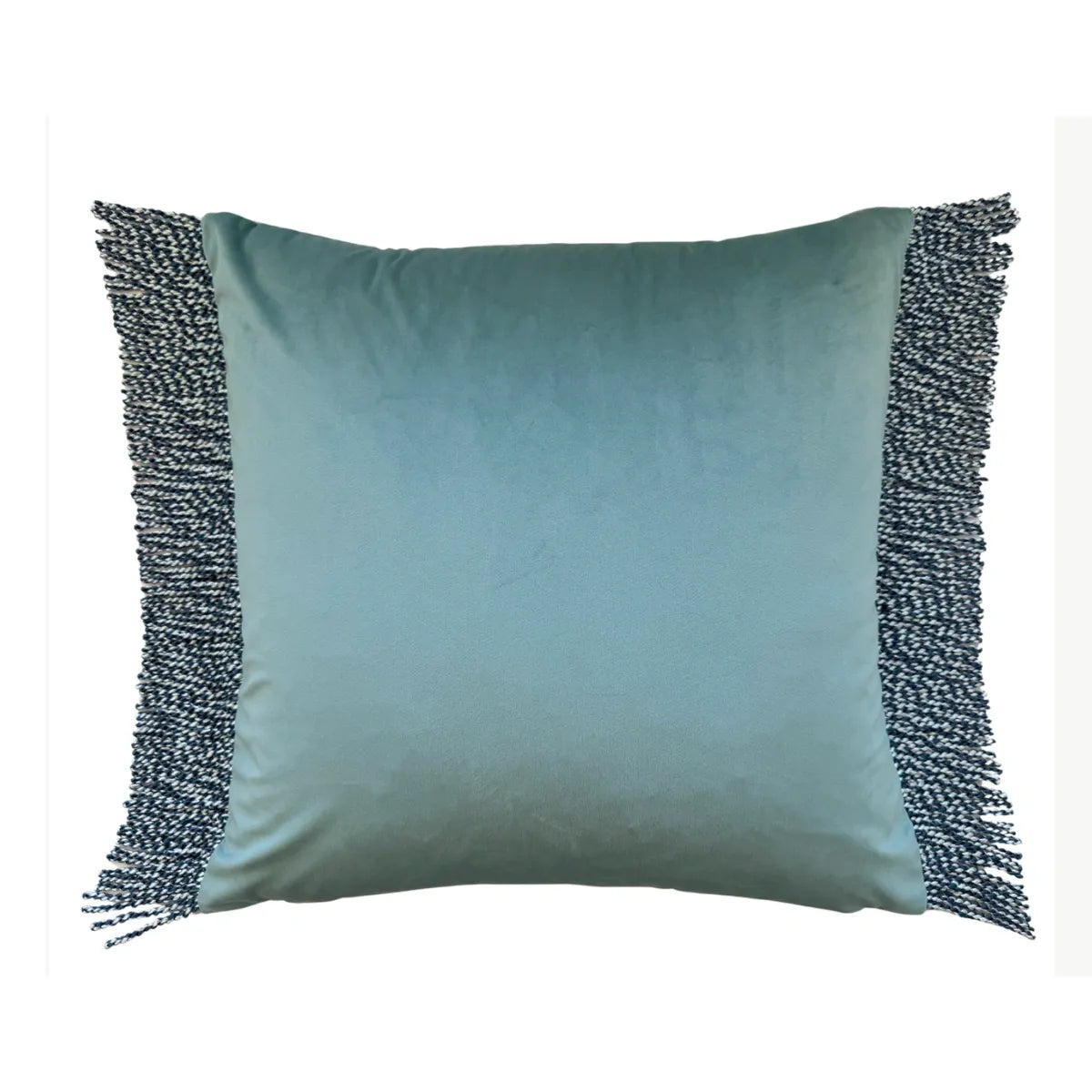 Bullion Fringe Blue Velvet Cushion 50x50cm from House of Dudley