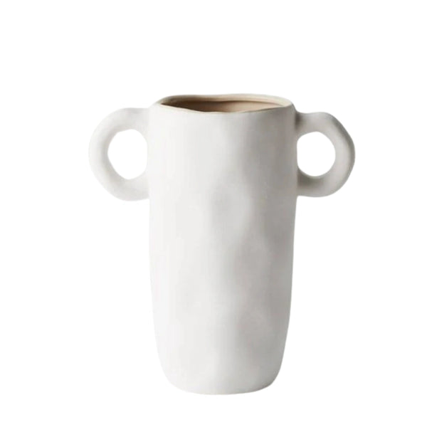 Cavo ceramic vase in white, 23cm, side view