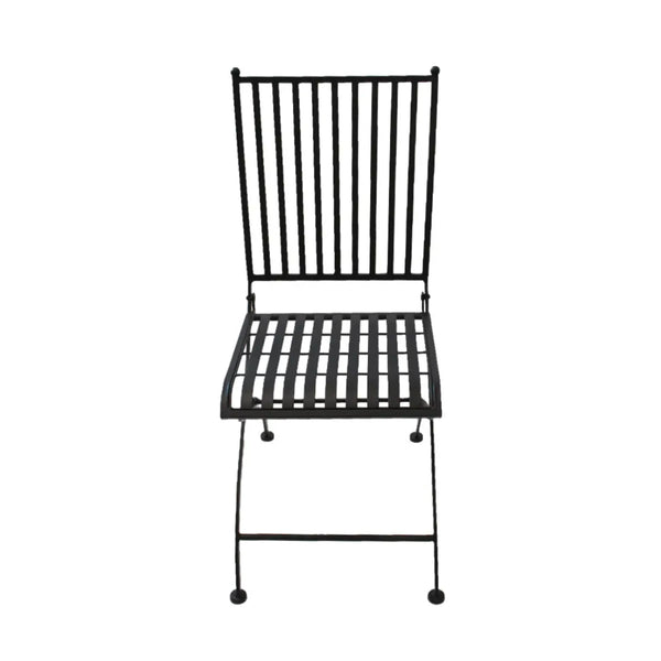 Amalfi dining chair in black with a woven seat and metal frame