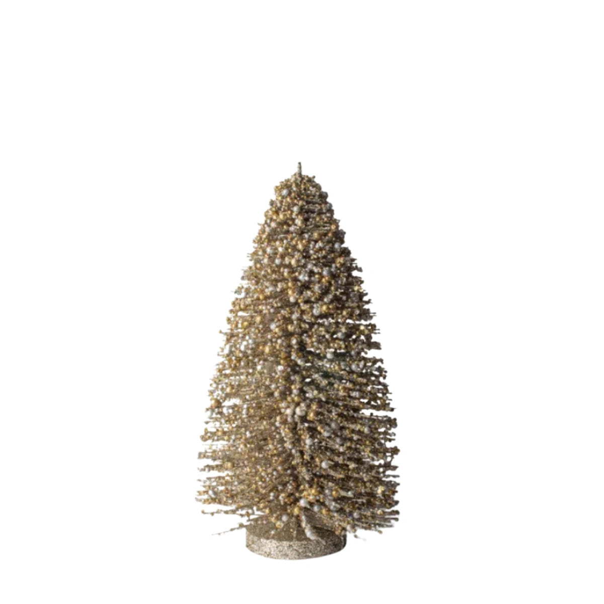 Champagne Glow tabletop Christmas tree in shimmering champagne gold, medium