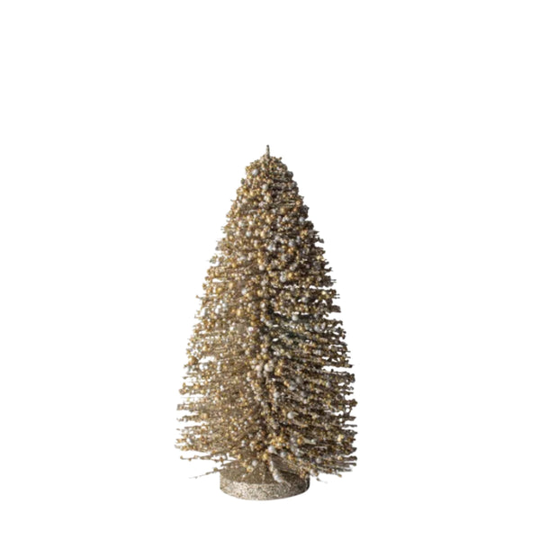 Champagne Glow tabletop Christmas tree in shimmering champagne gold, medium