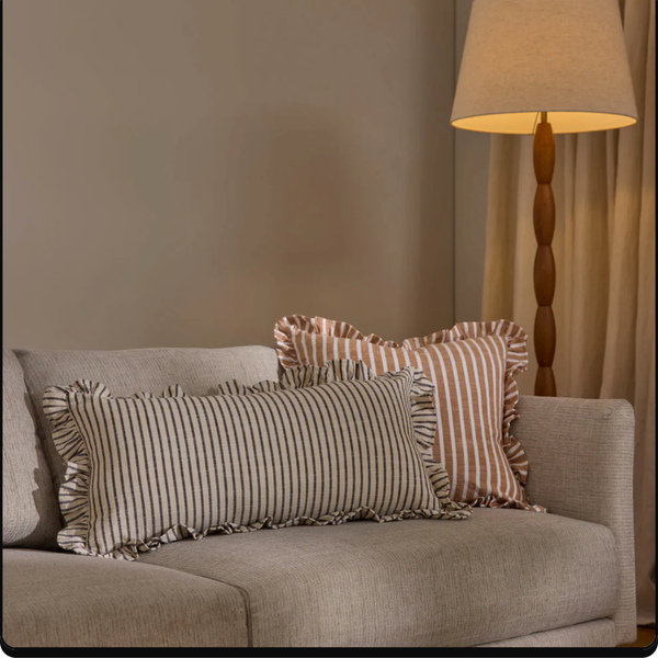 Ruffles Cinnamon Stripe Cushion 50cm