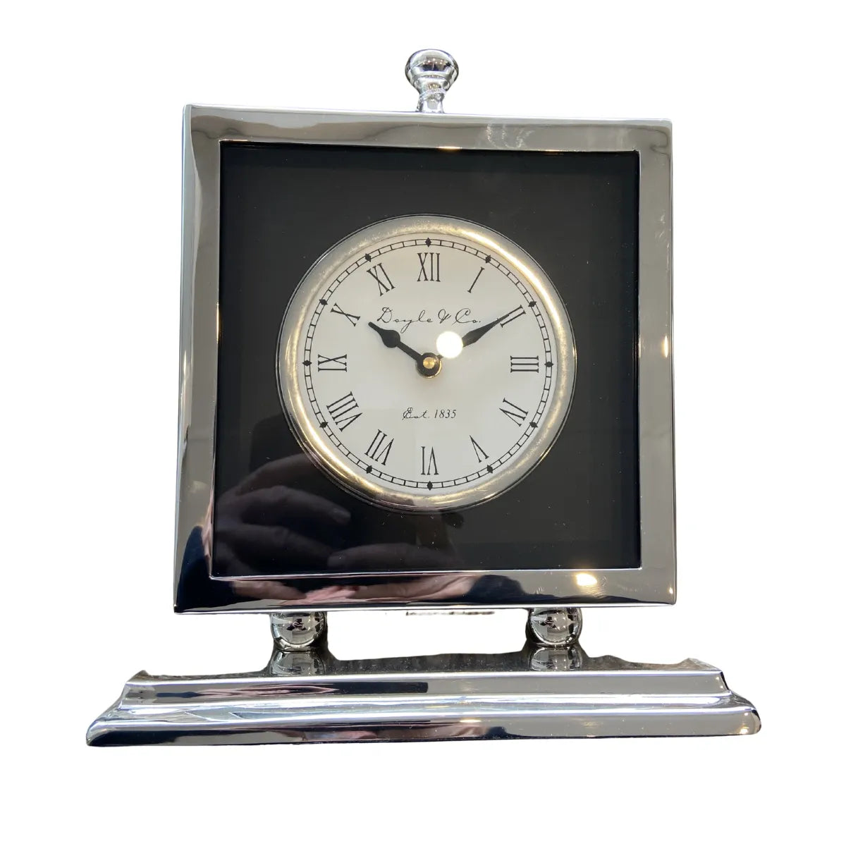 Nickel and black mantel clock