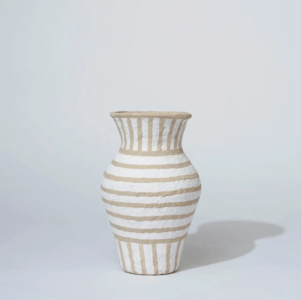 Cotton Mache Tall Vessel - Honey Stripe