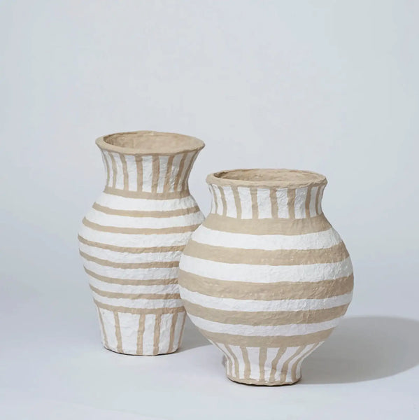 Cotton Mache Tall Vessel - Honey Stripe