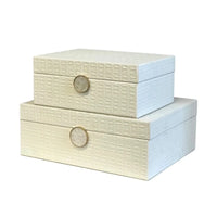 Thumbnail for Cream White Decorative Jewellery Box - Mother of Pearl Latch - Large