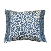 Thumbnail for Bullion Fringe Bleu Leopard Cushion 50x50cm from House of Dudley