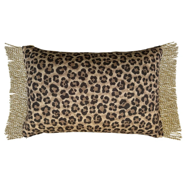 Bullion Fringe Leopard Cushion 40x60cm from House of Dudley