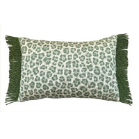 Thumbnail for Bullion Fringe Pistachio Leopard Cushion 40x60cm from House of Dudley