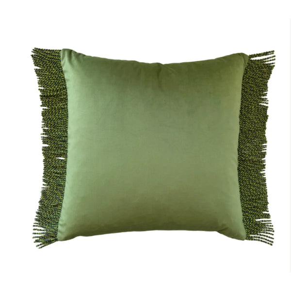 Cushion Bullion Fringe Pistachio Velvet 50x50cm