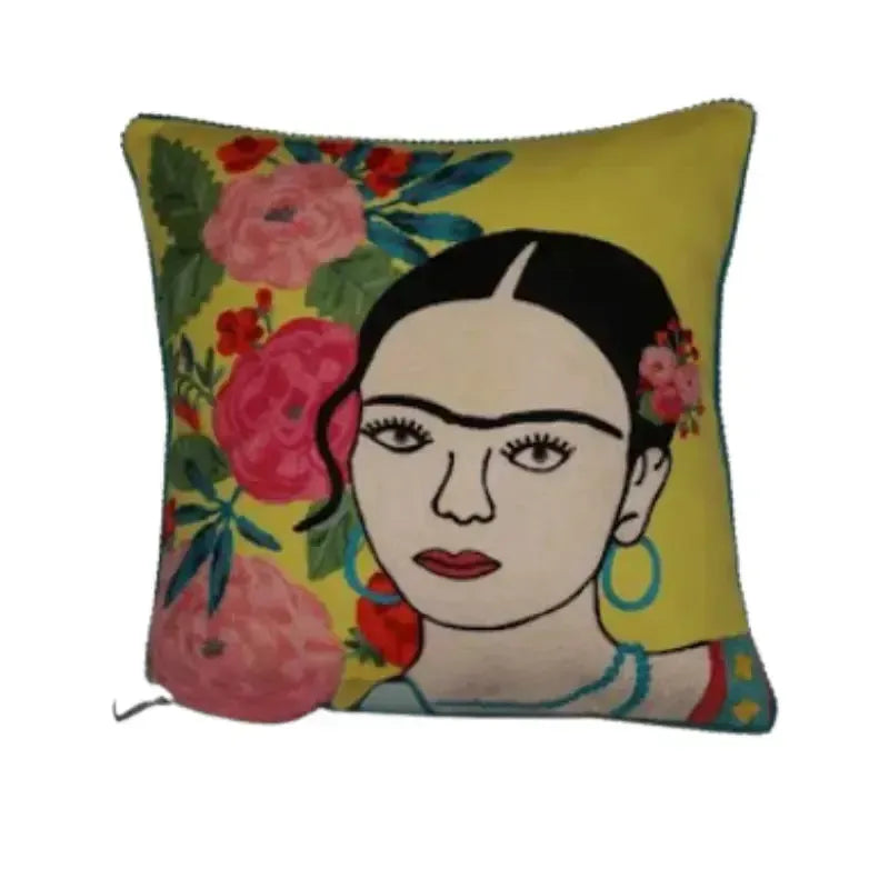 Frida with Flowers in Hair Cushion | House of Dudley