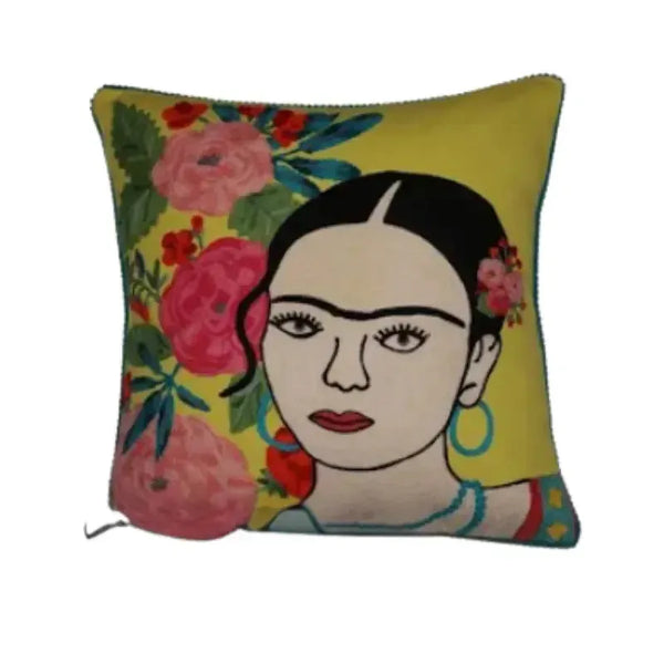 Frida with Flowers in Hair Cushion | House of Dudley