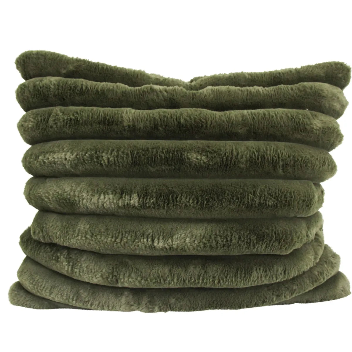 Cushion Moss Green Faux Fur 60x50cm – Plush Ribbed Cushion