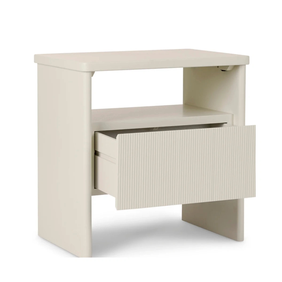 Darla Fluted Bedside Table – Oat 55 x 38 x 56cm