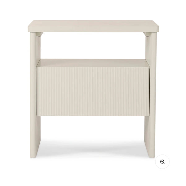 Darla Fluted Bedside Table – Oat 55 x 38 x 56cm