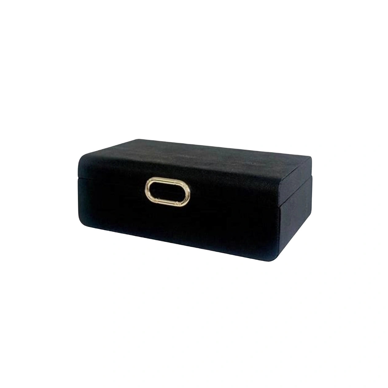 Black Decor Rectangle Jewellery Box with Gold Badge - Small