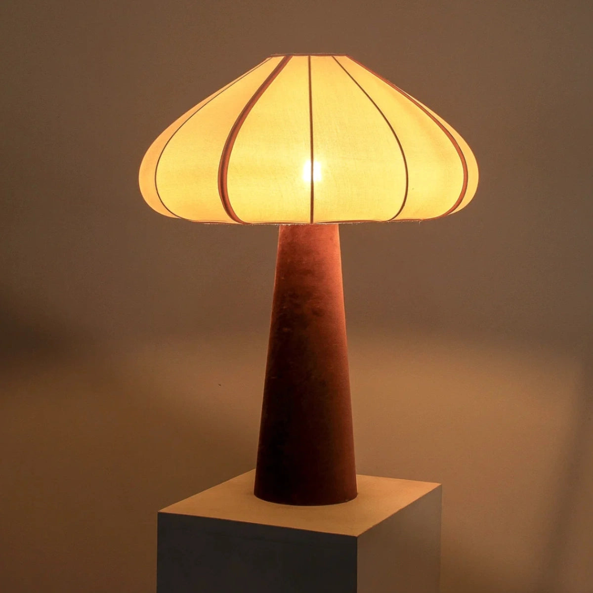 Eden Table Lamp – Chocolate Velvet & Cotton Moss 65cm