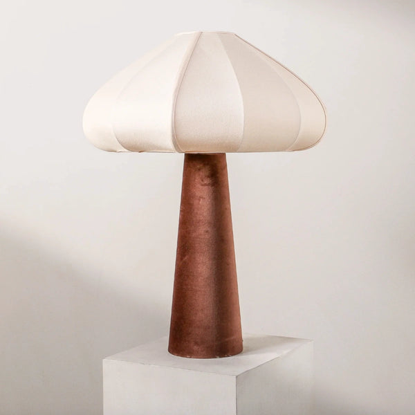 Eden Table Lamp – Chocolate Velvet & Cotton Moss 65cm