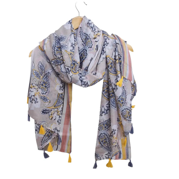 Fashion Scarf Mustard Paisley detail – House of Dudley Adelaide