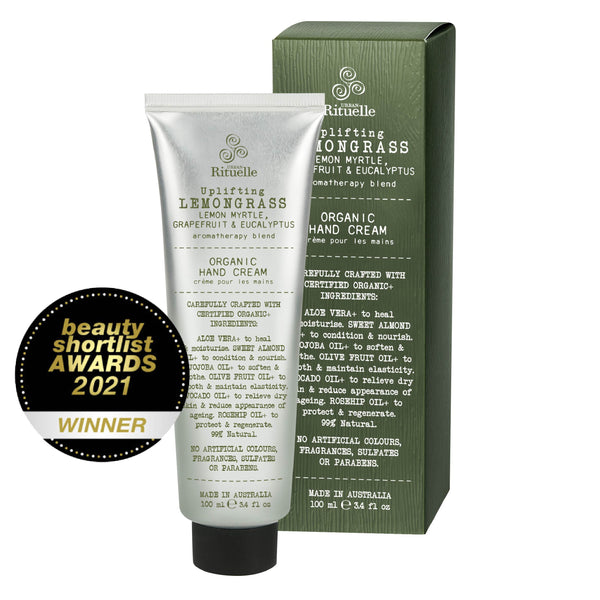Urban Rituelle Lemongrass, Lemon Myrtle, Grapefruit and Eucalyptus organic hand cream, 100ml tube