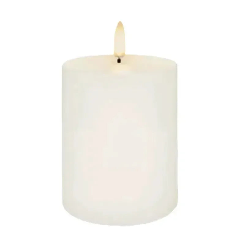 Flameless Pillar Candle - 7.8cm x 10.1cm - Nordic White | House of Dudley