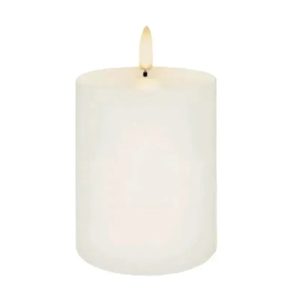 Flameless Pillar Candle - 7.8cm x 10.1cm - Nordic White