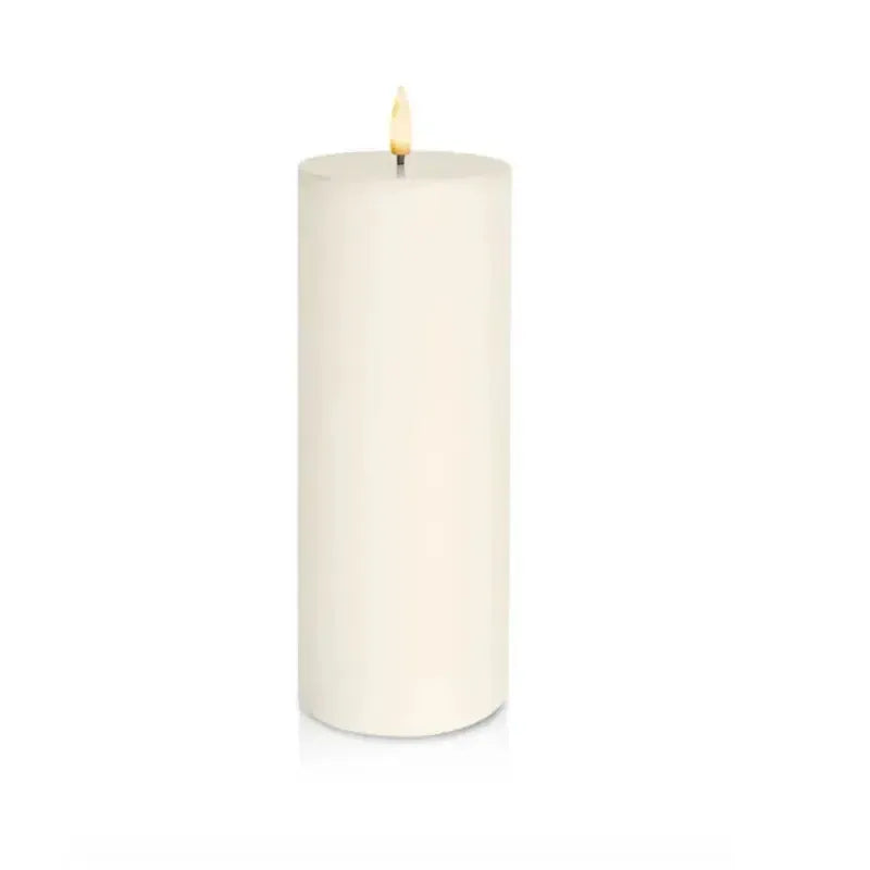Flameless Pillar Candle - 7.8cm x 20.3cm - Nordic White | House of Dudley