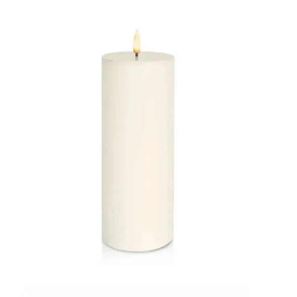Flameless Pillar Candle - 7.8cm x 20.3cm - Nordic White