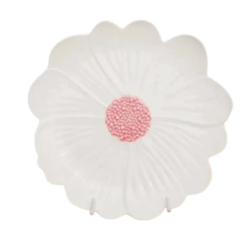 Noss & Co White with Pink Centre Flower Plate from House of Dudley