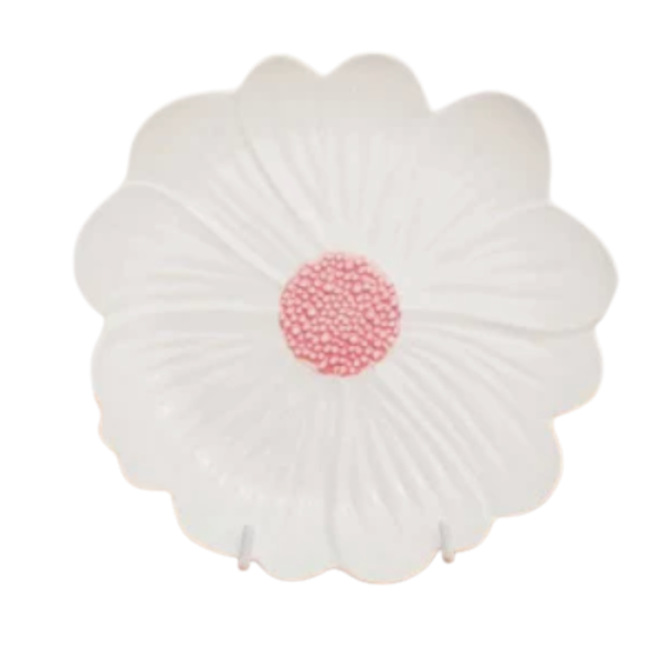Flower Plate -White with Pink Centre
