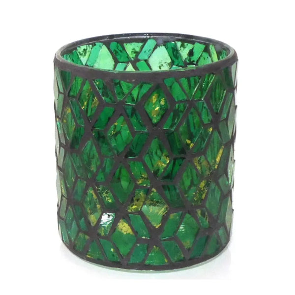Mosaic Green Votive Large – decorative candle holder home styling Australia – House of Dudley Adelaide