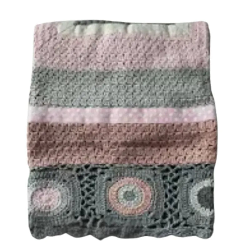 Hand Crochet Blanket - Dusty Pink / Beige / Grey | House of Dudley