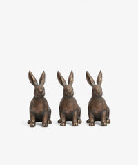 Thumbnail for Set of three brass-finish resin hare pot stands, alternate view