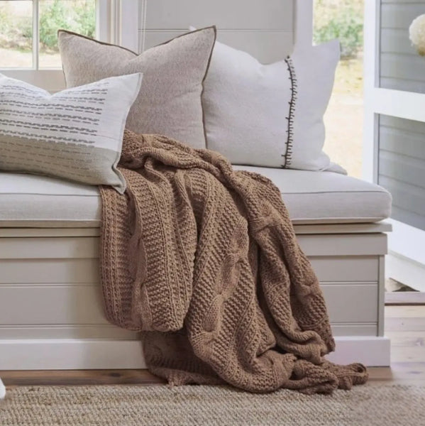 Heirloom Hand Knitted Throw – Clay from House of Dudley