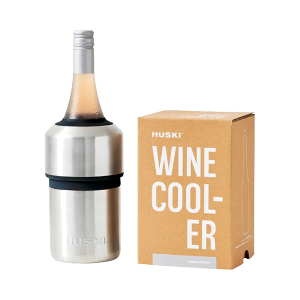 Huski insulated wine cooler in brushed stainless steel