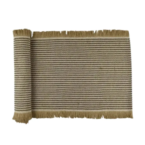 Jai Jute Table Runner - Black / White Stripe | House of Dudley