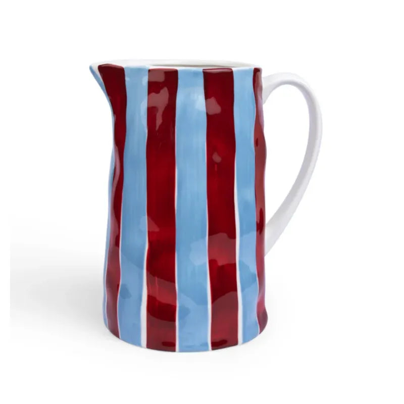 Noss & Co Burgundy & Blue Stripe Jug Medium from House of Dudley
