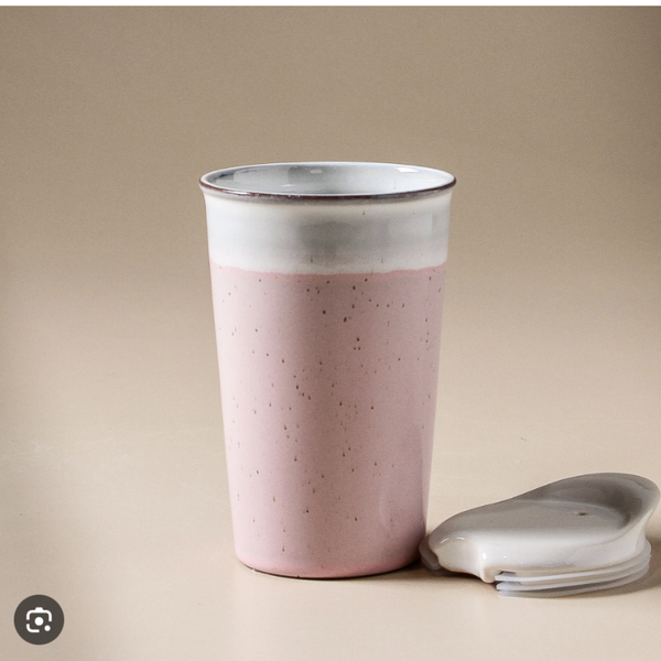 Indigo Love Keeper Ceramic Reusable Cup – Strawberry Milk 270ml