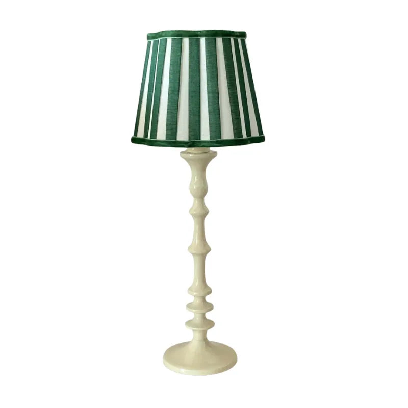 Green Stripe Scallop Table Lamp with Ivory Base from House of Dudley