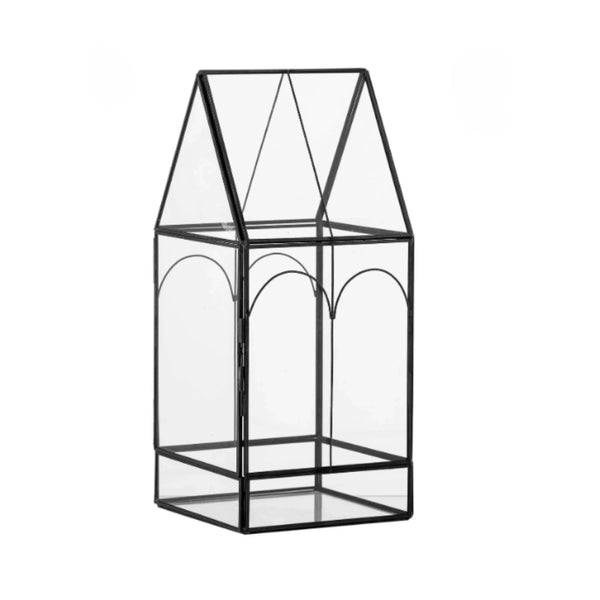 Ianto tall black-framed glass house display box by Bloomingville, 30cm