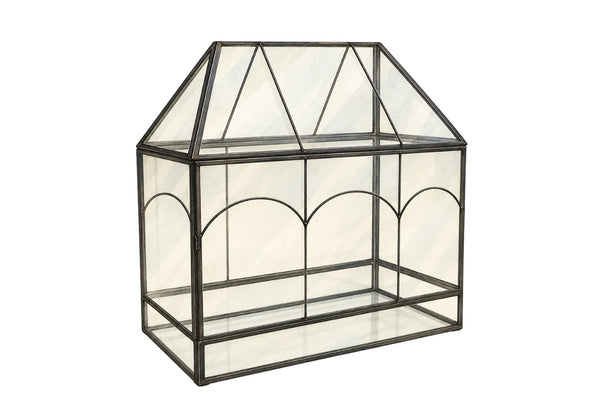 Ianto wide black-framed glass house display box by Bloomingville, 25cm