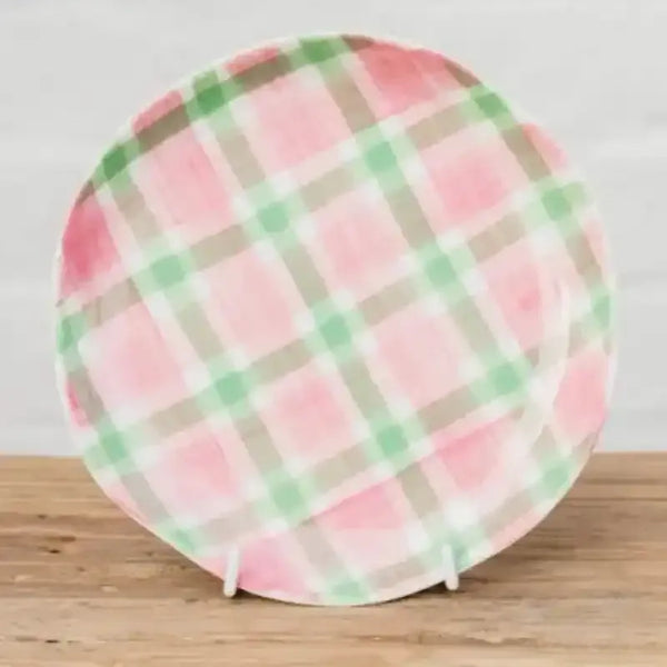 Plate - Rose Pink & Green Gingham | House of Dudley