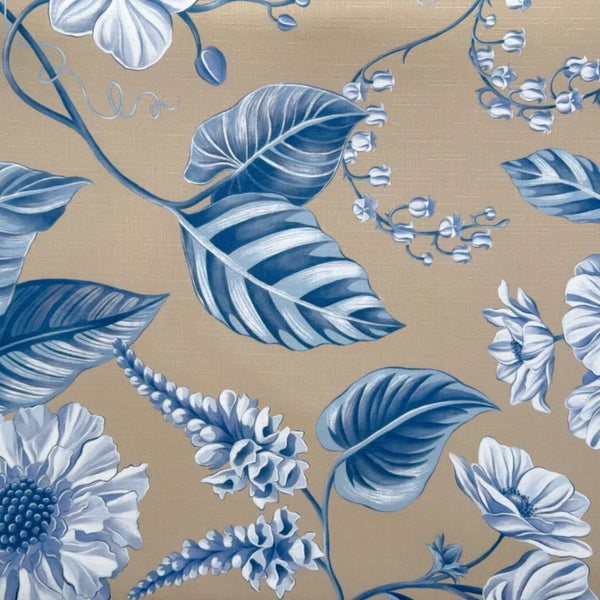 Georgie's Floral Navy and Biscuit Table Cloth